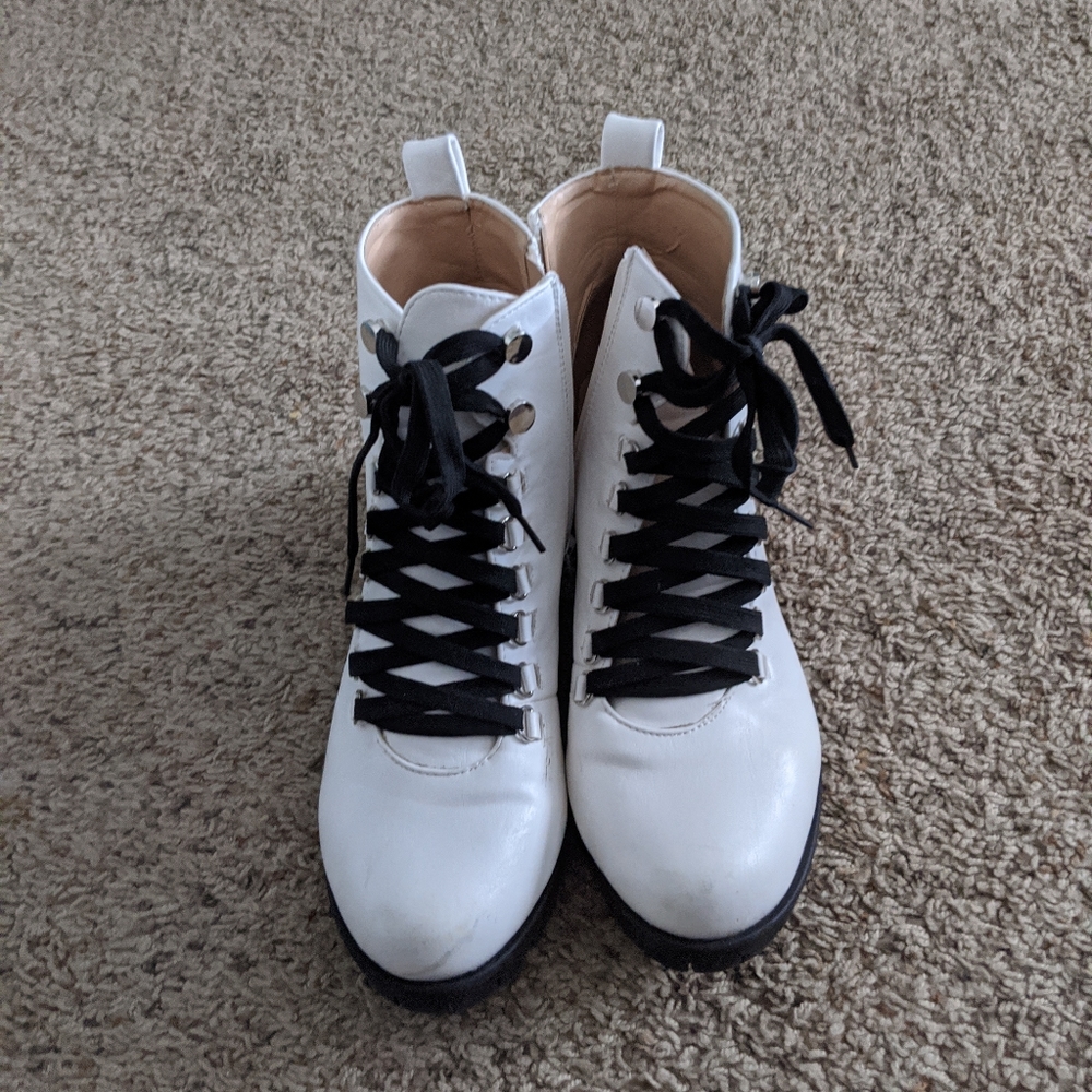 White Combat Boots